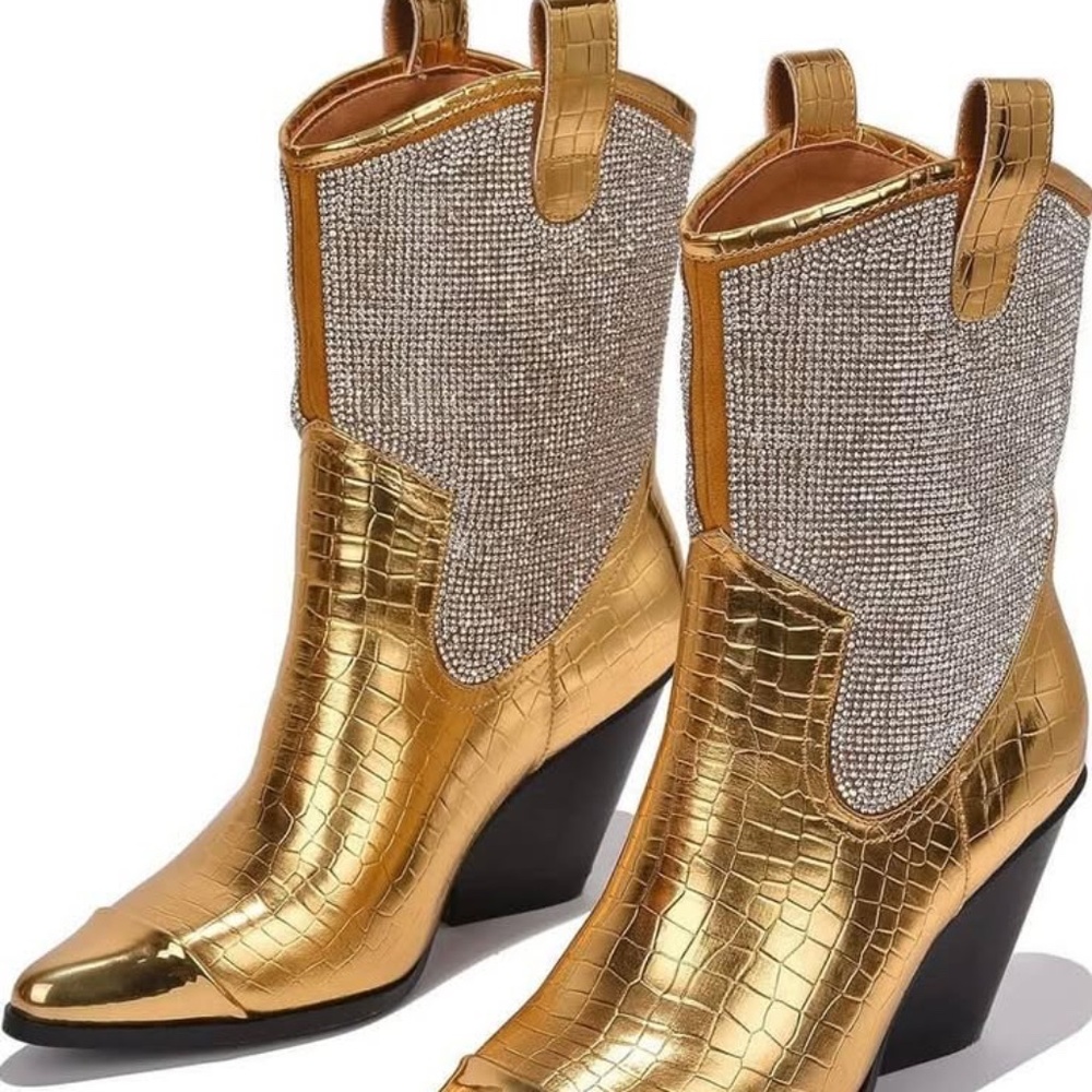 Cape Robbin Gold Zephyr Cowgirl Ankle Boots Wide Calf Cowboy Western Boots Sz 7